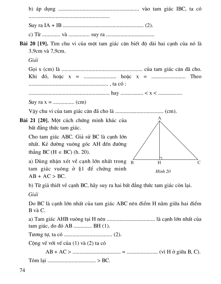 Bài 3: Quan hệ giữa ba cạnh của một tam giác. Bất đẳng thức tam giác